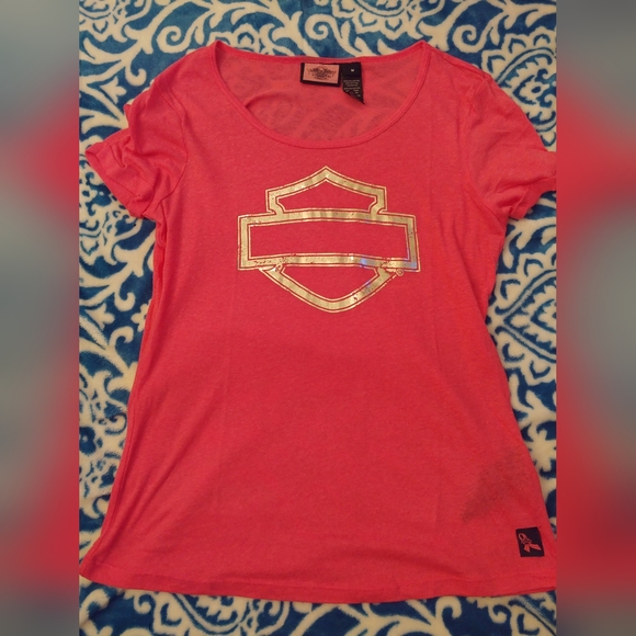 Harley Davidson Breast Cancer T-shirt. Size Med. Pink. - Picture 1 of 4